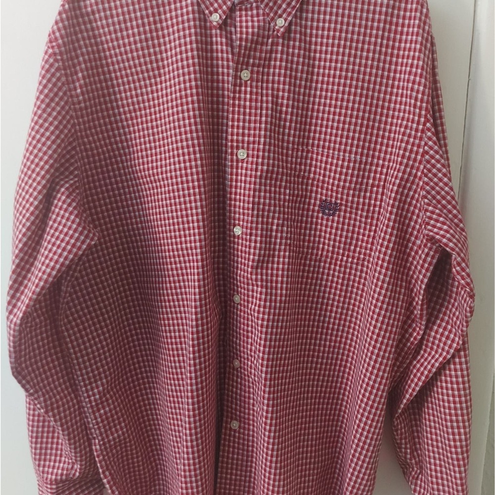 Chaps Ralph Lauren Red Plaid Buttondown Dress Shirt XL Academia Casual Corporate